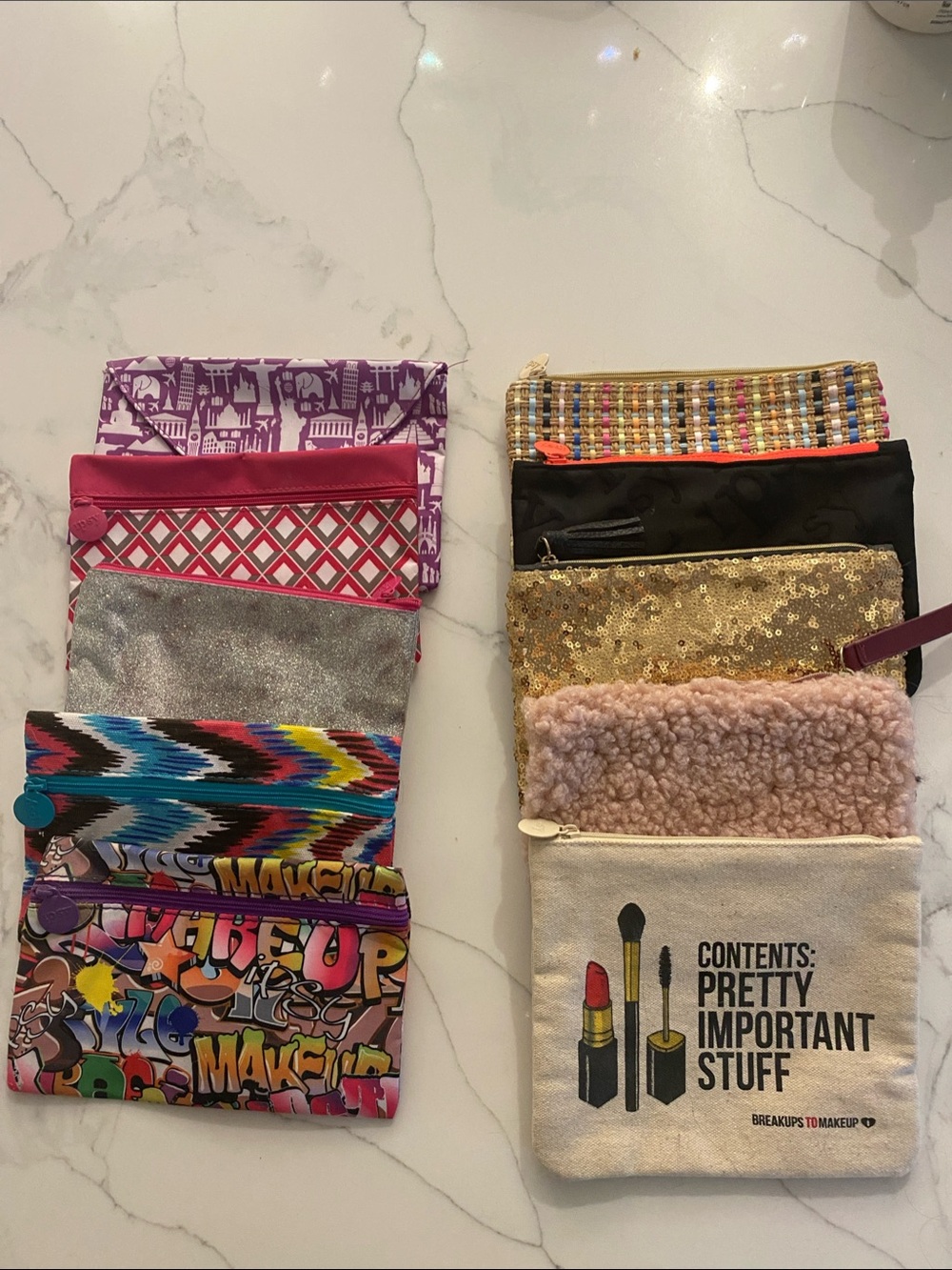 10/$15 Makeup Pouch Set - Assorted Colors (Pretty Important Stuff)